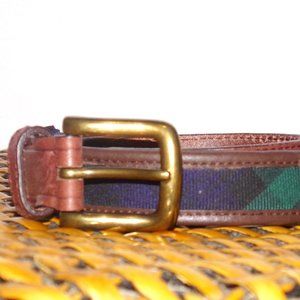 Brooks Brothers Skinny Tartan Plaid Leather Woven Belt Men's Size 30